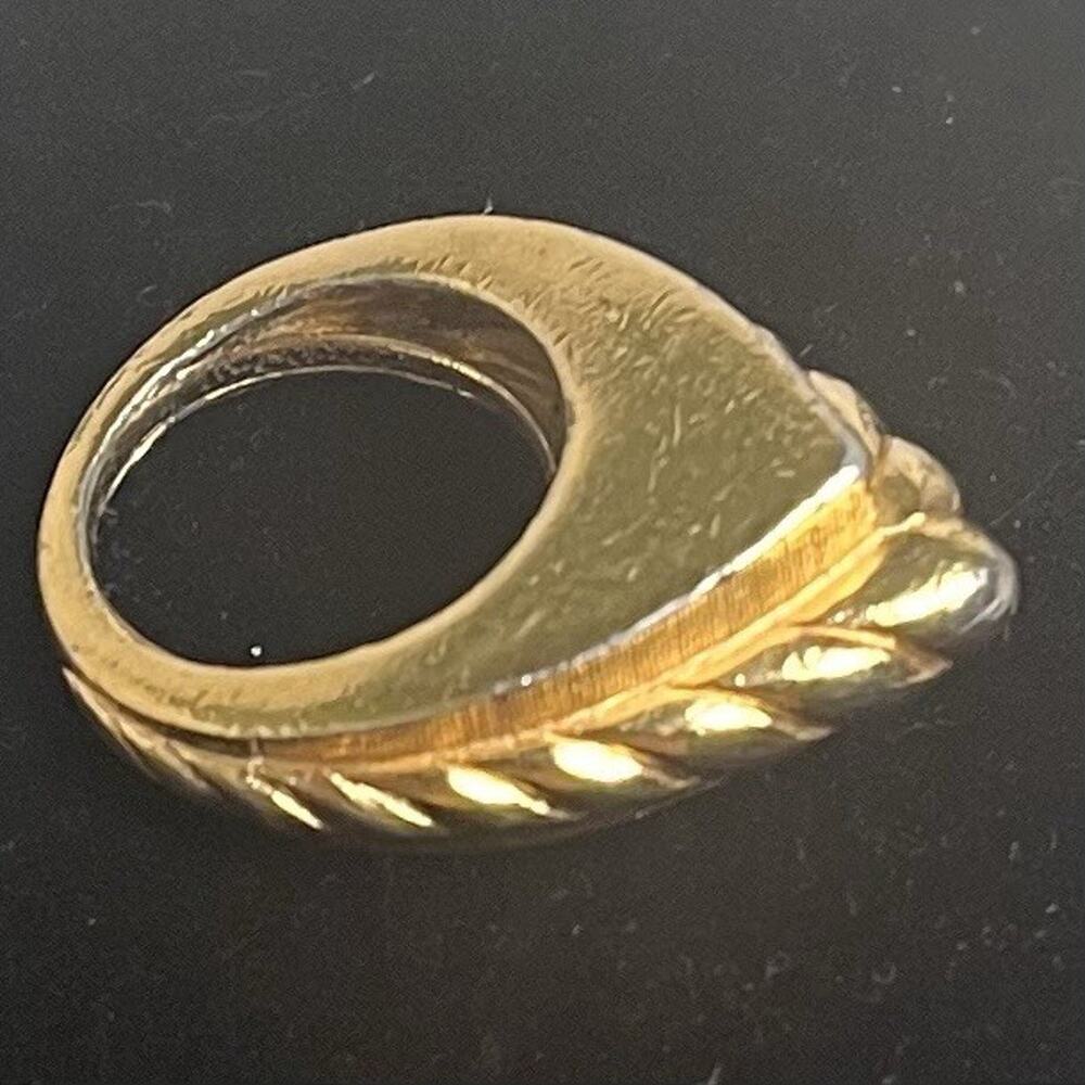 Vintage Trifari Gold Tone Geometric Ring Mohawk Teardrop STATEMENT Ribbed Size 7